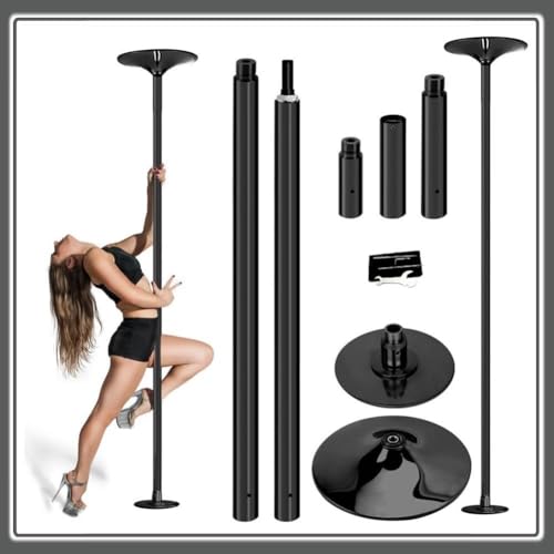 Generico Palo da Ballo con Montaggio Permanente a soffitto, palo da spogliarello Professionale per Fitness e Locali notturni, palo da spogliarello Nero per casa, Club, Camera da Letto, Appartamento,