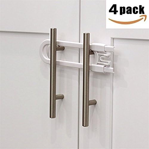 Fairbridge Sliding Cabinet Locks, U Shaped Baby Safety Locks, Childproof Cabinet Latch for Kitchen Bathroom Storage Doors, Knobs and Handles (4-Pack, White)