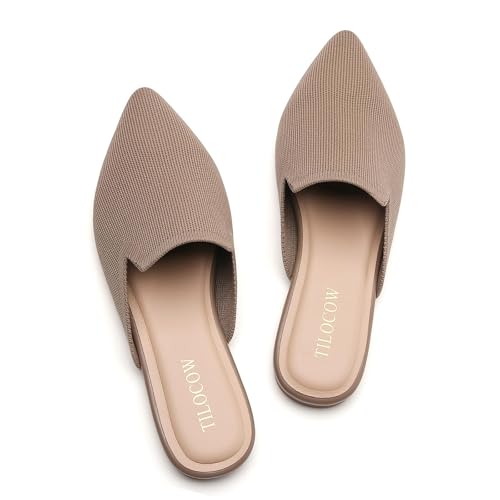 Image of Tilocow Knit Mules Office Slip on Loafers Business Casual Flats for Women