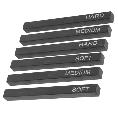 LALAFINA Barras de Carbón Comprimido Cuadradas 6 Piezas (2 Suaves, 2 Medianas, 2 Duras) para Dibujo Artístico en Papel, Material de Dibujo para Estudiantes y Artistas, Herramienta