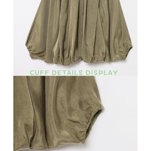 Balloon Sleeve Jacket, Lapel Collar Zip Front Pleated Oversized Shirts, Dolman Cropped Up Flowing Top, Streetwear4