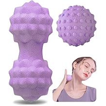 Massage Ball Set, Peanut Massage Ball Double Lacrosse Massage Roller Balls, Acupoint Myofascial Release Muscle Knot Ball, Deep Tissue Trigger Point Therapy Massage Tool for Back Neck Shoulder Purple
