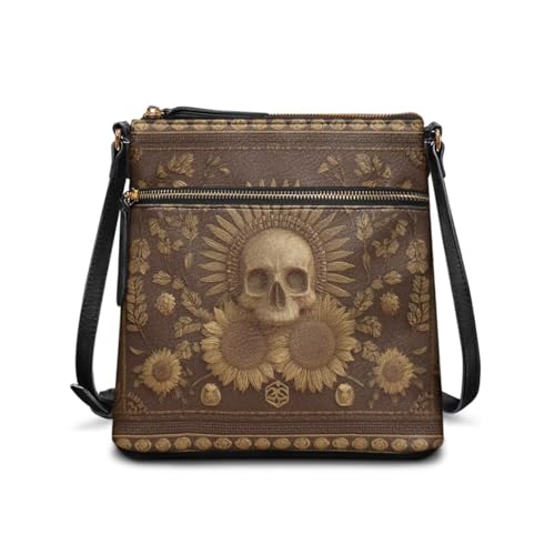 Image of Leather Women Crossbody Hobo Bag Satchel Purse Handbag with Adjustable Shoulder Strap and Zipper Pockets