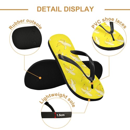 Sinestour Banana Fruit Yellow Flip Flops for Beach Thong Sandals Anti-slip Lightweight Flat Slippers for House Indoor Outdoor3