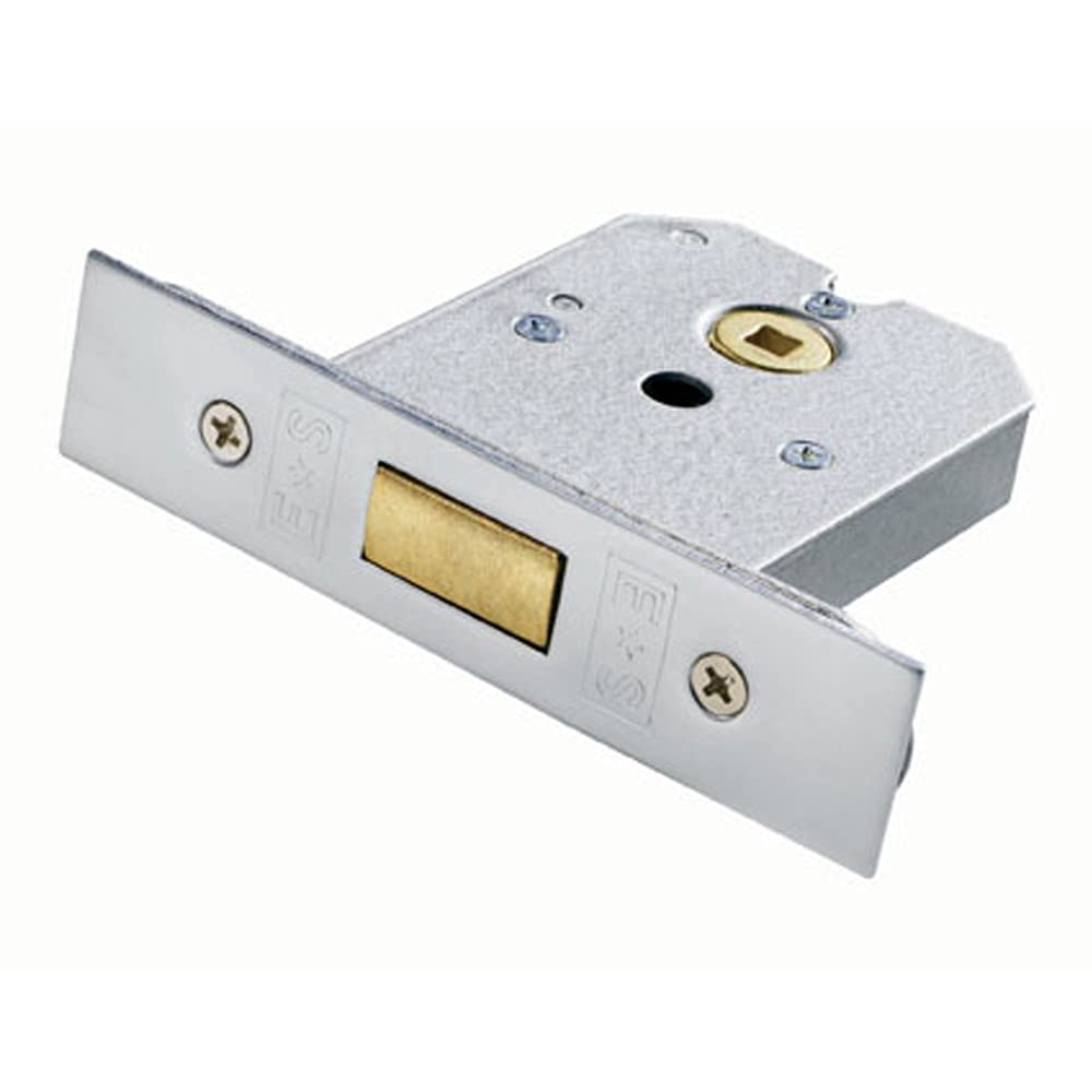 Loops Satin Chrome Flat Bs Deadbolt Lock - 76Mm - Plated Door Security Latch | Contract Door Security Bolt - Secure Locking Rack Bolt - Concealed Door Security