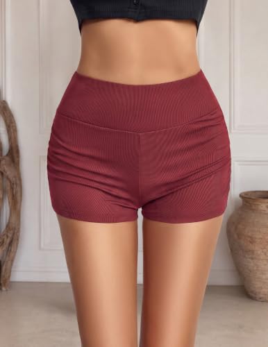 Avidlove Women Y2k Elastic Waist Ruched Micro Bottoms Sexy Rave Mini Shorts - image 5