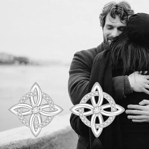 Celtic Knot Infinity Moonstone Stud Earrings for Women S925 Sterling Sliver Triquetra Hypoallergenic Piercing Studs for Sensitive Ears Trendy Dainty Irish Gifts 6