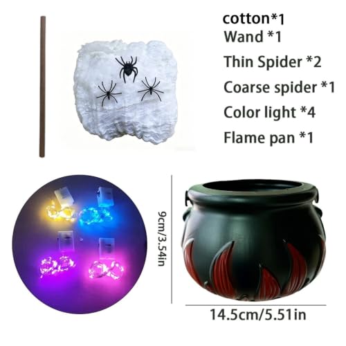 Caldero negro Halloween de diseño clásico con iluminación interior integrada 7