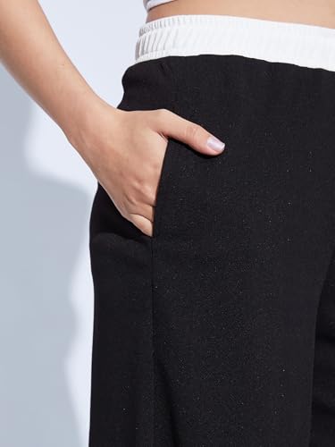 Image of Selvia Women's High Rise Solid Lycra Full Elastic Regular Fit Straight Trouser