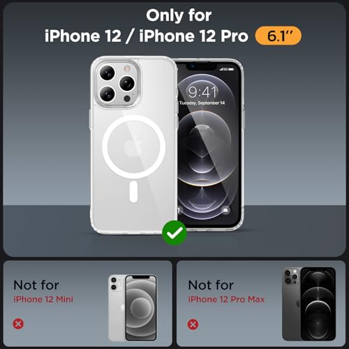 Image of Miracase Magnetic for iPhone 12 /12 Pro Case (Compatible with MagSafe) Military-Grade Protection, Shockproof, Anti-Fingerprint Translucent Matte Phone Cover for iPhone 12 /12 Pro Case 6.1 inch, Clear