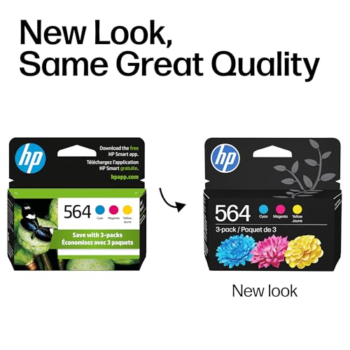 Image of HP 564 Cyan,Magenta,Yellow Ink Cartridges | Works with DeskJet 3500; OfficeJet 4620; PhotoSmart B8550,C6300,D5400,D7560,5500,6510,6520,7500,Plus | N9H57FN,(Pack of 6)