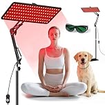 Morfone Rotlichtlampe für Gesicht & Ganzkörper, (660nm, 850nm, 940nm )Tri-Wellenlänge Infrarotlampe, 120 LED & 5 Modi Rotlicht Panel mit Verstellbarem Ständer & Schutzbrille (Lamp Erzeugt Keine Wärme)