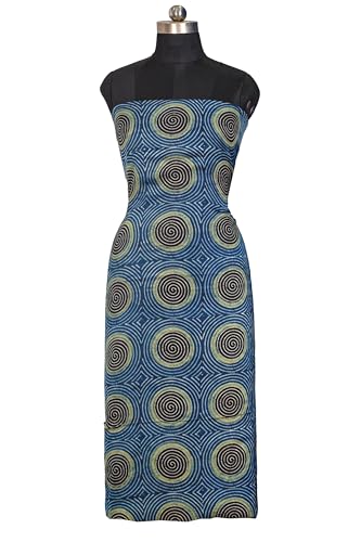 Image of Ethnics of Kutch Womens's Ajrakh Modal Silk Natural Dye Hand Block Print Unstitched Kurta Fabric