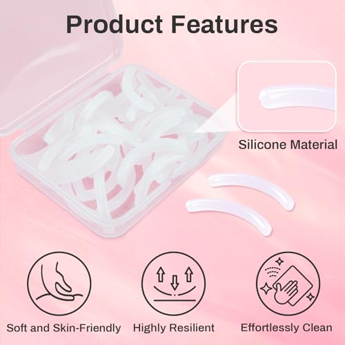 RAQEHO 40pcs Eyelash Curler Refills - Transparent Silicone Eye Lash Curler Rubber Refill Pads Rizador De PestañAs Replacement Pads for Universal Eyelash Curler Eyelashes Accessories with Storage Box
