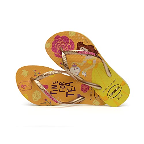 Chinelo Slim Princess, Havaianas, Meninas, Amarelo Limão/Dourado/Pink Eletric, 31/32