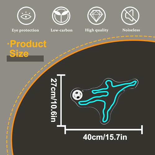 Image of Allball Soccer Neon Sign, Football Neon Light USB Powered, for Football Player LED Sign Man Cave Youth Soccer Trophies Theme Party Room Bedroom Decor Birthday Gifts(15.7 * 10.6 In)(Side kick style)
