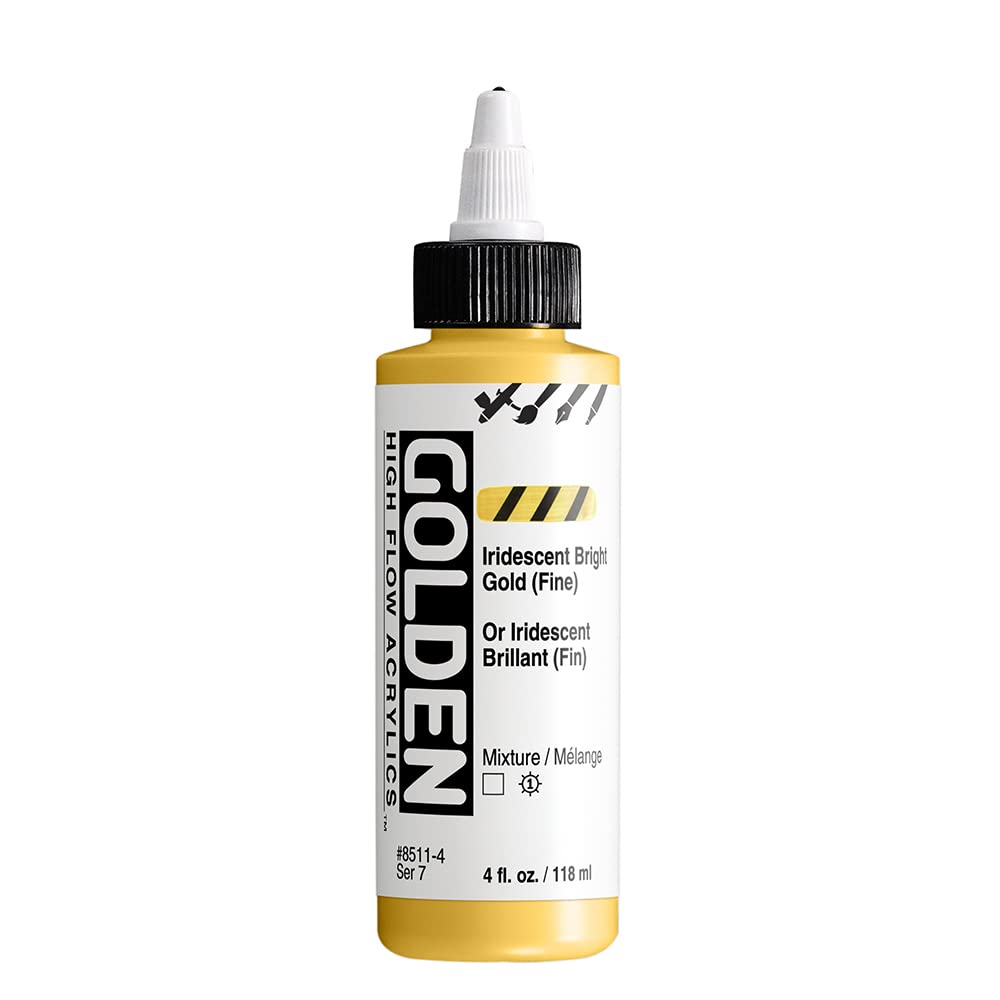 Golden : High Flow : Acrylic Paint : 118ml (4oz): Iridescent Bright Gold (Fine) : S7