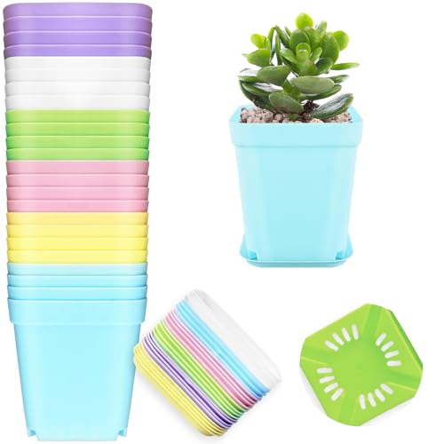 OJYUDD 24 Pack Multi Color Plastic Plant Pot,Colorful...