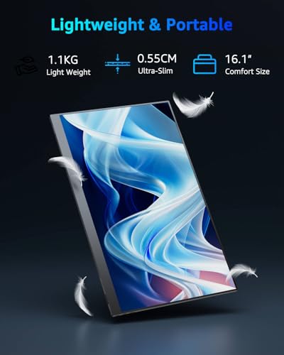 Yodoit 144Hz Portable Monitor, 16,1 Zoll 1920×1080P FHD Bildschirm mit hoher Bildwiederholrate, IPS-Display mit USB-Typ-C-Anschluss und integrierten Lautsprechern, mit Smart Cover, kompatibel mit PC 6