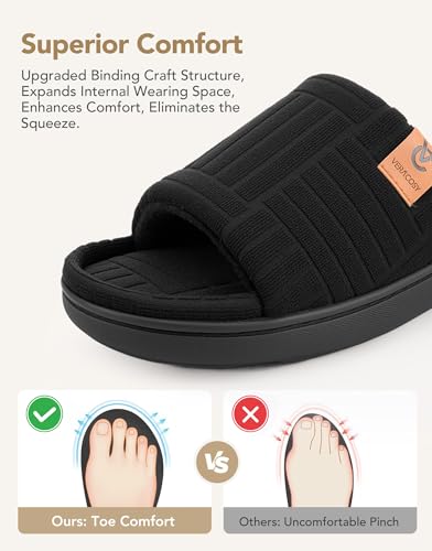 Image of VeraCosy Ladies Open Toe Slippers Soft Terry Cloth Indoor Slip on Women's House Shoes