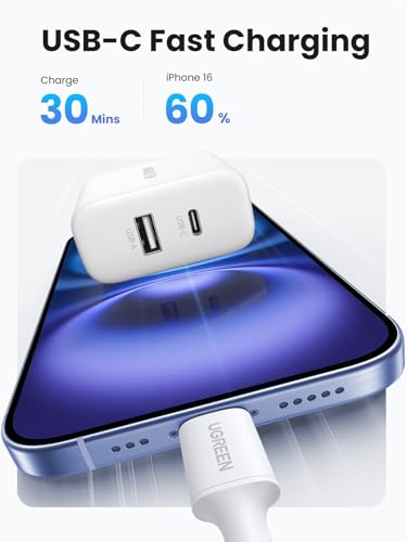 UGREEN 2 Pack 20W USB C PD Wall Charger Block Fast Charge, 2 Ports PD + QC, Compatible with iPhone 17 16 15 14 Pro Max, Pixel 10 9 8 Pro, Galaxy S26 S25 S24 S23, iPad Air and More
