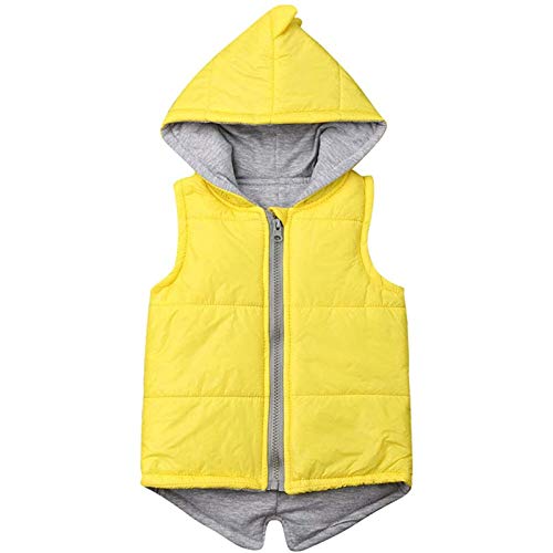 Kleinkind Kinder Dinosaurier Ärmelloser Hoodie Gilet Weste Jacke Herbst Winter Leichte Wärme Weste Für Baby Mädchen Jungen Outwear (Color : Yellow, Size : 80) Cover