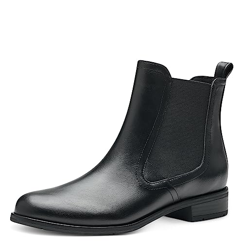 MARCO TOZZI Damen Chelsea Boots aus Kunstleder Flach, Schwarz (Black), 40