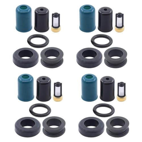 4 Sets Fuel Injector Rebuild Kit Durable Fuel Injector O-Rings Seal Filters Rebuild Kits Compatible with Toyota Pickup 4Runner 1984 1985 1986 1987 1988 1989 1990 1991 1992 1993 1994 1995 Car Accessory