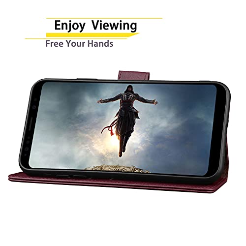 SUANPOT for Samsung Galaxy Note 9 6.4" with RFID Blocking Leather Wallet case Credit Card Holder, Flip Folio Book Phone case Cover Purse Poket for Women Men for Samsung Note 9 case Wallet Wine Red by SUANPOT - Image 6