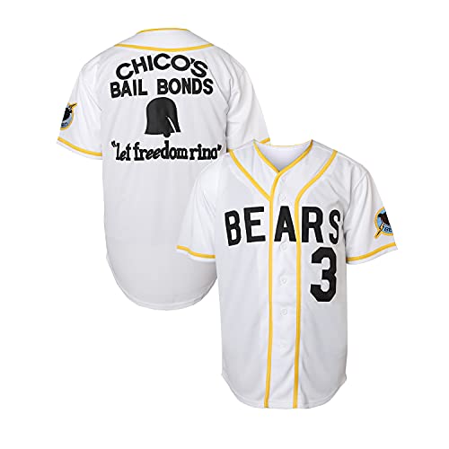 Ruhao Bad News Bears #12 Tanner Boyle 3 Kelly Leak Movie 1976 Chico's Bail Bonds Baseball Jersey (3 Kelly Leak White, X-Large)