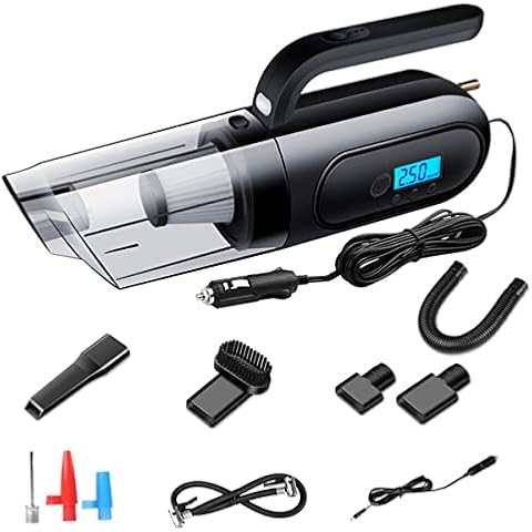 Handheld Vacuum, 4 in 1 Portable Handheld Vacuum Cleaner/Tyre Inflator Air Compressor/Tyre Pressure Gauge/LED Light,120W 4000PA Strong Suction & 3 Nozzles,Wet & Dry Clean,for Home, Car and Pet Cover