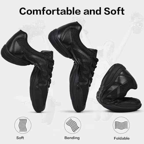Image of Cheer Shoes for Youth Girls White Cheerleading Athletic Dance Shoes Tennis Sneakers for Competition Sport Training