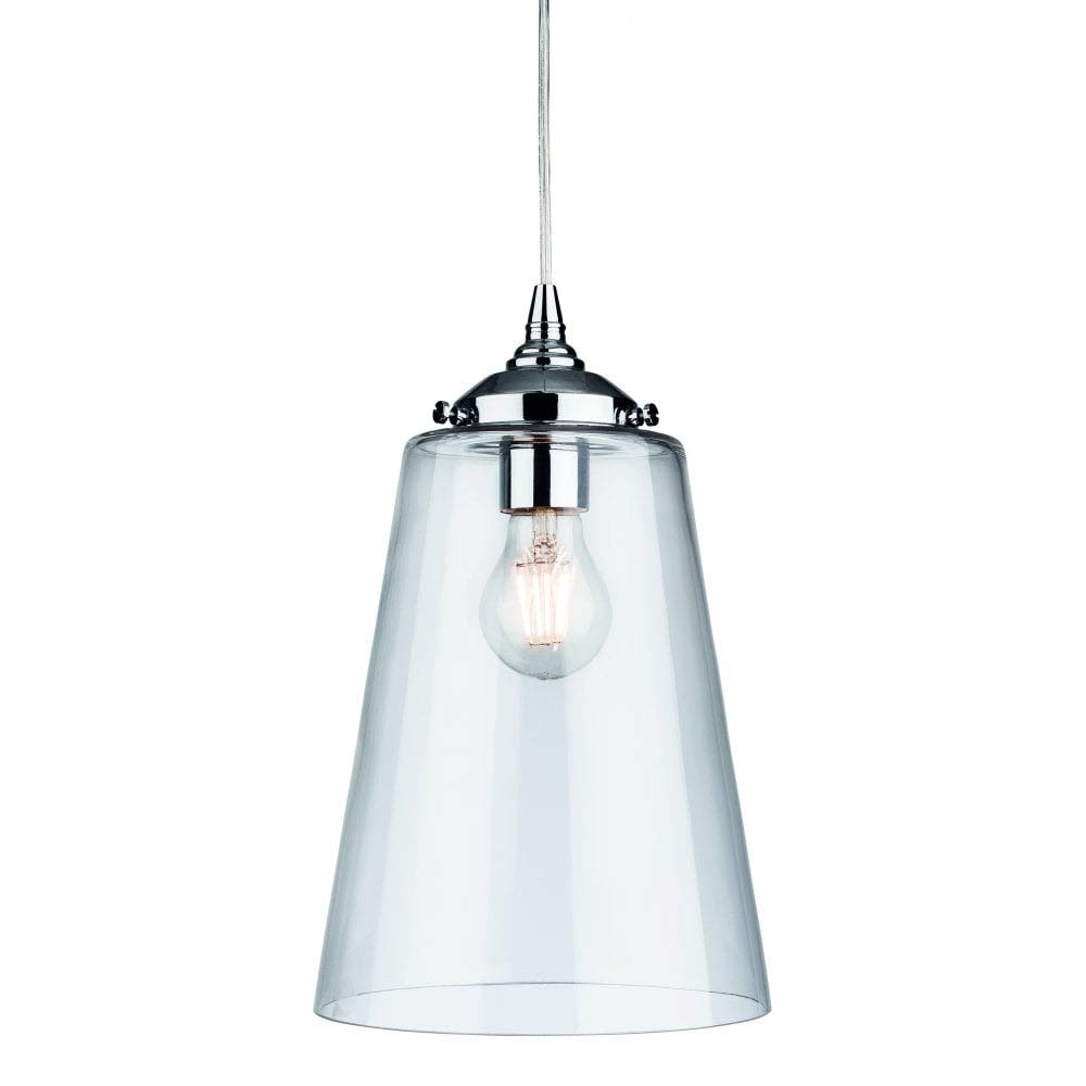 Firstlight Seville - 1 Light Dome Ceiling Pendant Chrome with Clear Glass, E27