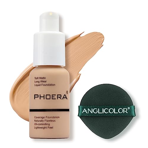 PHOERA Foundation Makeup, Flawless Soft Matte Oil Control Liquid Foundation, ...