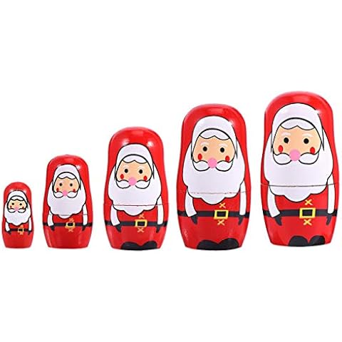 TOYANDONA Wooden Santa Claus Nesting Dolls Set Cover