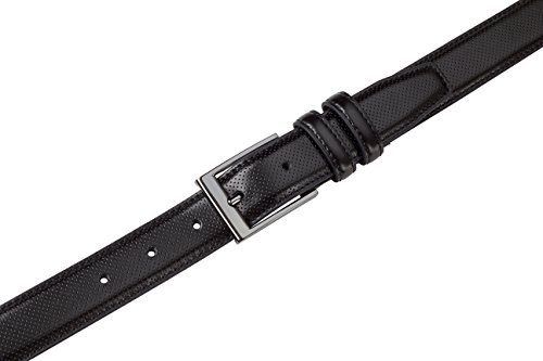 Sportoli Men's Classic Stitched Genuine Leather Uniform Dress Buckle Belt - Black Perforated - Size 36 (Waist 34)4