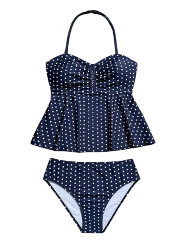 Image of SHENHE Girl's 2 Piece Halter High Waisted Tankini Ruffle Swimsuit Bathing Suit Bikini Sets