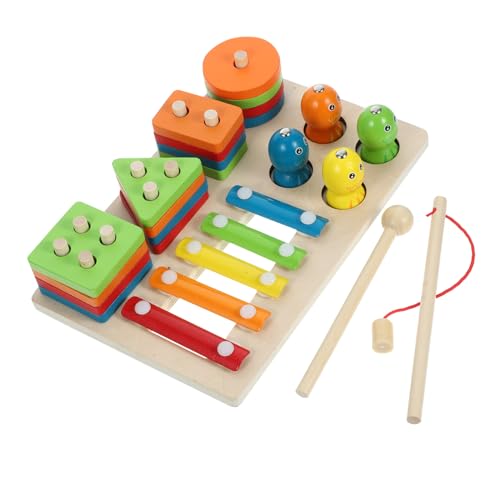 Yardwe 1 Juego Manga De Columna con Forma Geométrica. Divertido Juego De Pesca Juguete para Pescar Juego De Pesca para Juguete a Juego Juguete para Clasificar y Apilar De Madera