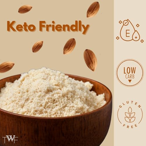 Image of TWF 100% Blanched Almond Flour - Keto-Friendly, Gluten-Free, High Protein, Antioxidant-Rich, and Vitamin-Packed for Baking Cakes, Breads & Rotis (200g)