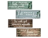 ARTINME Christian Wall Art Easter Bible Verse Inspirational Thoughts And Prayers Wall Decor 4 Pieces Wooden Scripture Decor For Home Bedroom Bathroom Living Room (4.7"x14"x4 Pieces)
