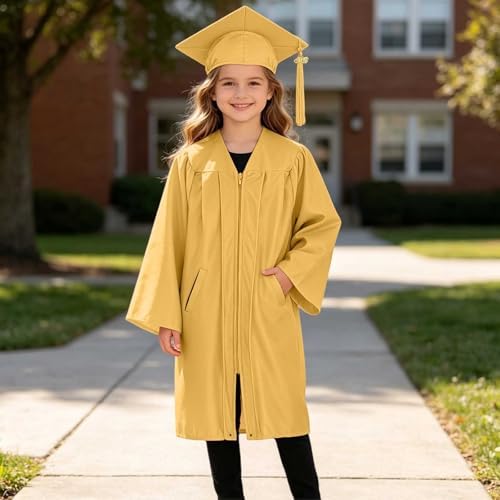 2026 Kids Graduation Cap and Gown Kindergarten Graduation Gown and Cap Set for Kids Boys Girls (A02-Yellow, 3-4 Years) — view 2