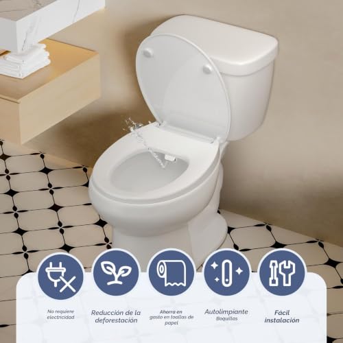 Miniatura 3 de Samodra Asiento Para Inodoro Forma O Bidet Taza De Baño Asiento Para Taza De Baño Lunette Bidet Para Inodoros Wc Con Freno De Caída Lavado De Caderas, Lavado Femenino Y Auto-Limpieza Forma O - Botón