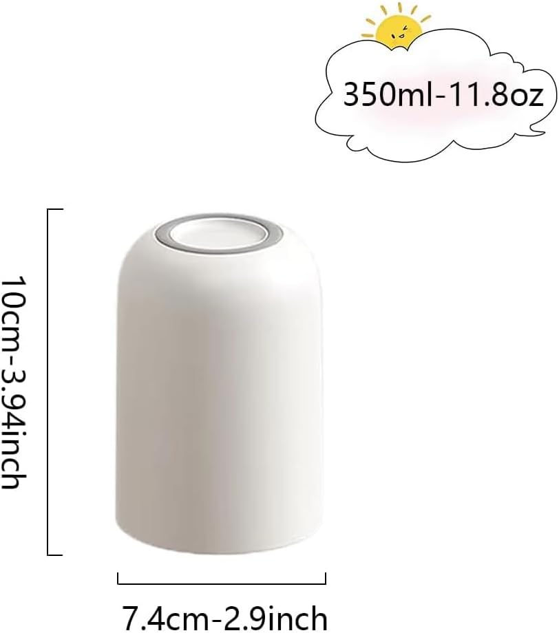 Creative Drinking Water Cup at Home, Solid Color Couple Toothbrush Holder in Bathroom, Portable and Simple Toothbrush Cups for Travel，10 oz(300ml) (White & White)