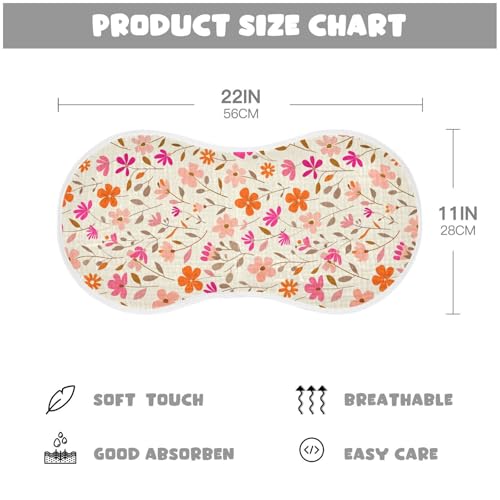 Small Flowers Foliage Pattern Pink Orange Light Beige Cotton Soft Burp Cloths Easy Care Milk Spit Up Cloth for Babies boy and Girl Set of 2, 22x11in4