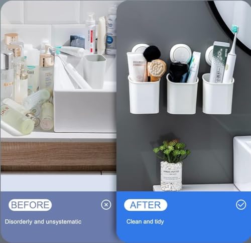 Image of Zephorus Plastic Toothbrush Holders for Bathroom | Wall Mounted Toothbrush Holder | Toothbrush Holders for Toothbrushes | Bathroom Shelf for Wall (3 Toothbrush Holder)