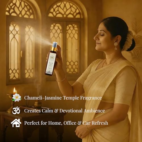Image of Temple Mist Chameli Air Freshener Spray 100ml | Pure Natural Long Lasting Jasmine Room Freshener For Home, Car, Office, Living Room, Pooja Room Mandir Meditation Fragrance Mist