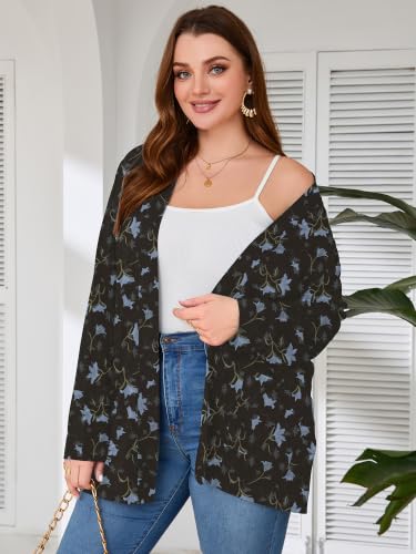 Image of AusLook Plus Size Lightweight Cardigans for Women Open Front Pockets Jacket | 1X-5X,Soft Stretch,Long Sleeve,Longline Coverage,Dress Jeans Layer,Work Travel Style,Spring Fall Wear