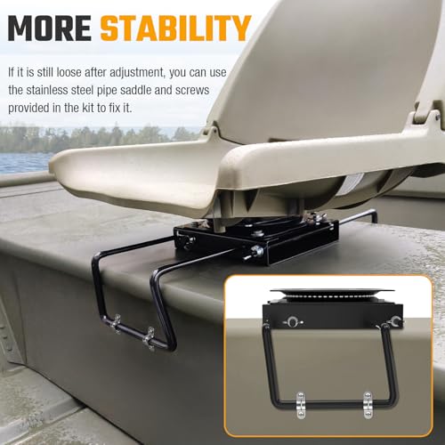 Seat Mount - Clamp-On with Swivel, Portable Seat Clamp for Jon Boats, Adjusts from 9” to 19” - Image 4