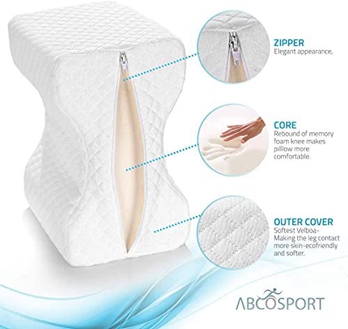 Abco Tech Memory Foam Knee Pillow | Leg Wedge Pillow For Back Pain, Side Sleeper Pillow, Pregnancy, Spine Alignment, And Pain Relief | Breathable And Comfortable Contour Pillow With Washable Cover #TOP4