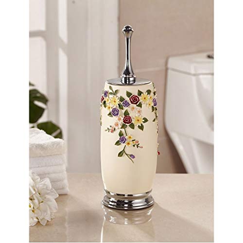 Jkxwx Toilet Brush Rose Pattern Toilet Brush Holder Set Creative Bathroom Decoration Ornaments Free Punching Toilet Cleaning Brush Toilet Bowl Brush #TOP3